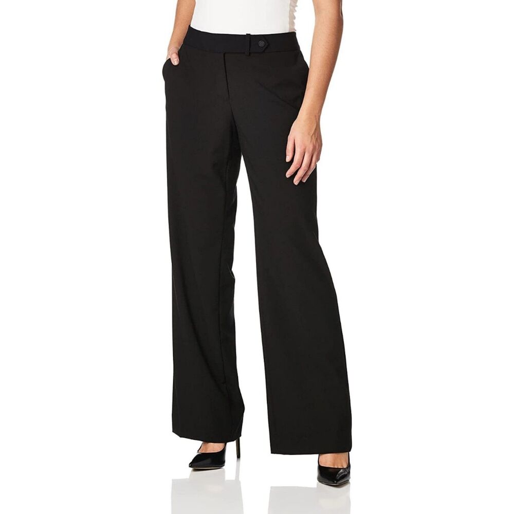 Calvin Klein Straight-Leg Classic Business Casual Pants for Women, Black, 10